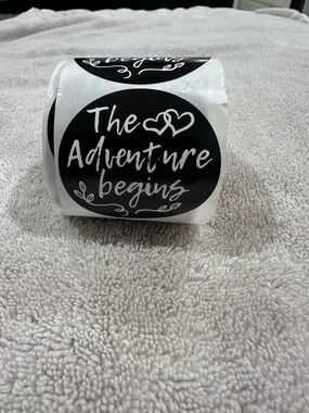 The Adventure Begins Black & White Sticker Roll
